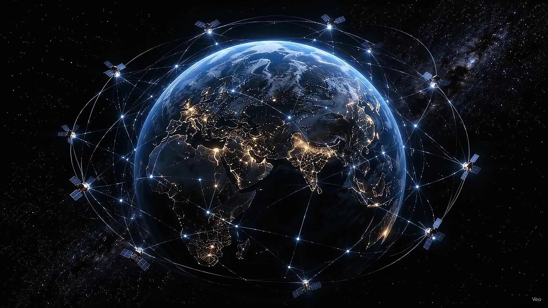 A satellite data network connecting the Earth at night