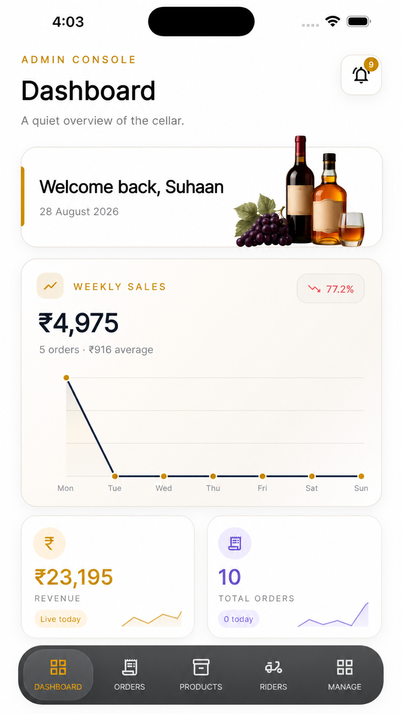 SipNow app — Admin screen