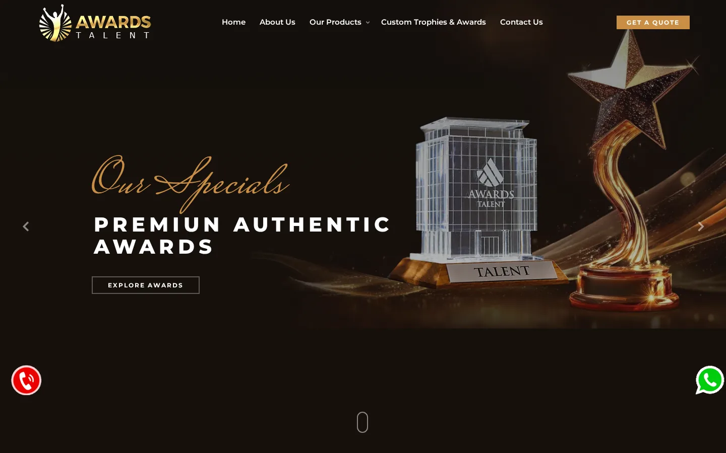 Awards Talent website homepage