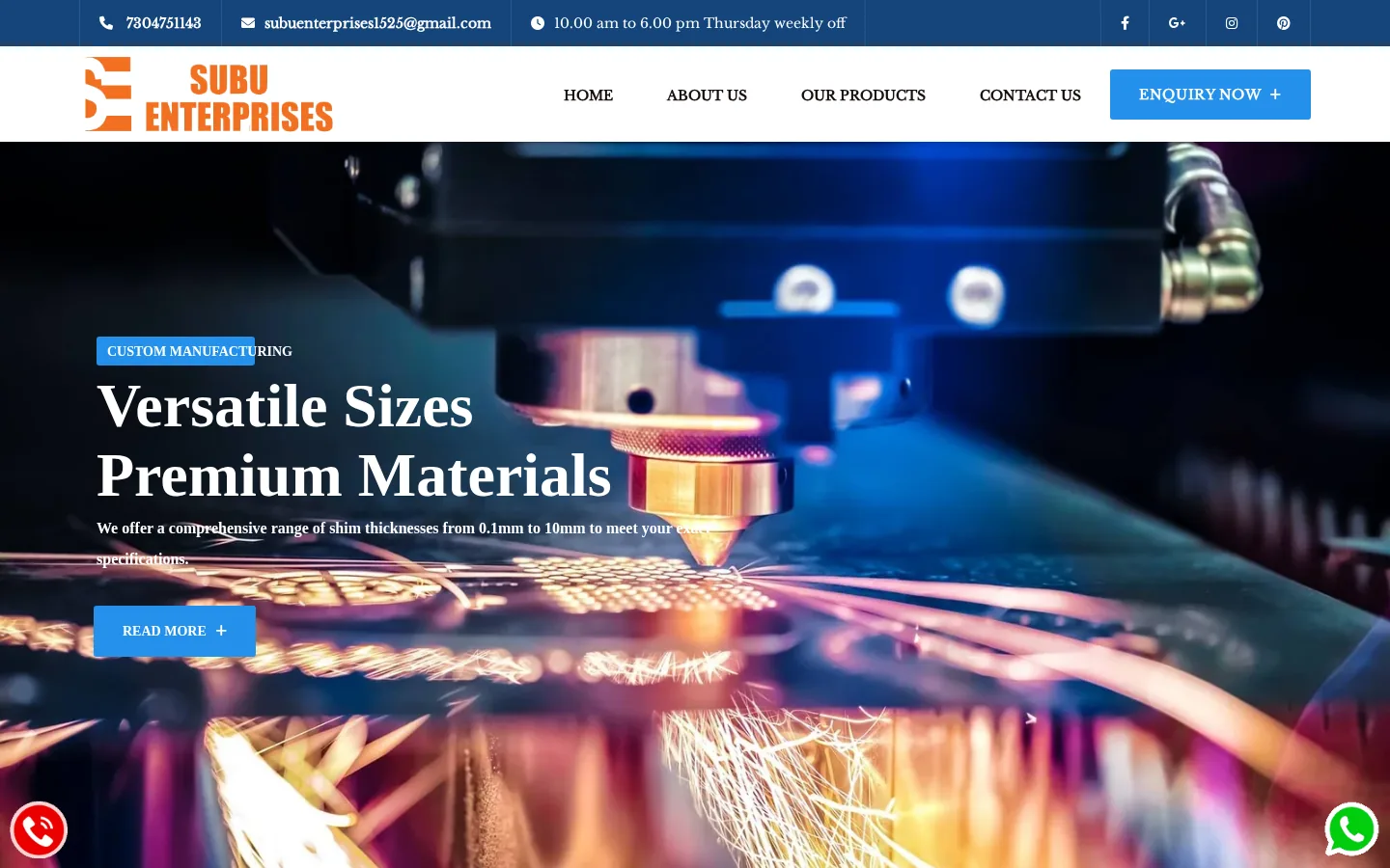 Subu Enterprises website homepage